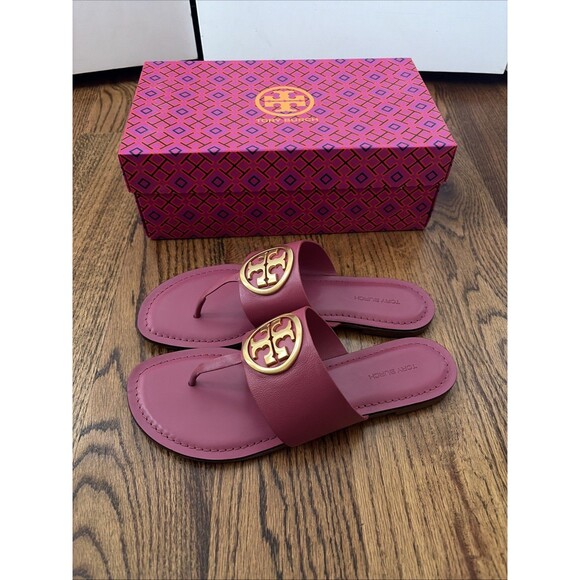 Tory Burch Benton Band Flat Sandal Raspberry Sorbet Size 9 New - Picture 3 of 6